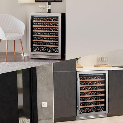 Ca'Lefort 24 Inch Wine Fridge, 54 Bottle Wine Cooler Refrigerator, 40-65°F Wine Refrigerator Glass