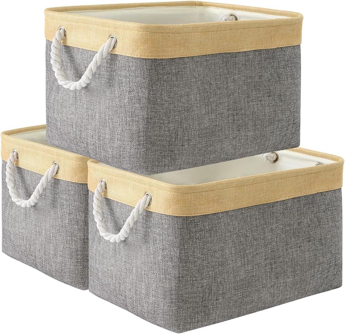 TheWarmHome Storage Basket for Organizing - Fabric Large Cubes 3 Pack 16x12x12 inch Baskets, Cube