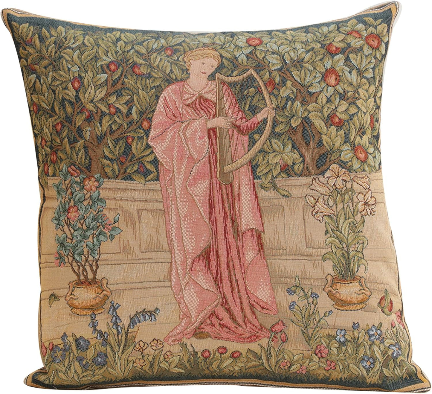 Charlotte Home Furnishings Decorative Tapestry Pillow Cover 19x19 in, Green Menestrel Couch Throw