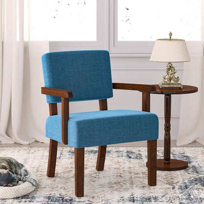 Accent Chair with Wood Frame, Arm Chairs Oversize with Soft Seat and Armrests for Living, Dining