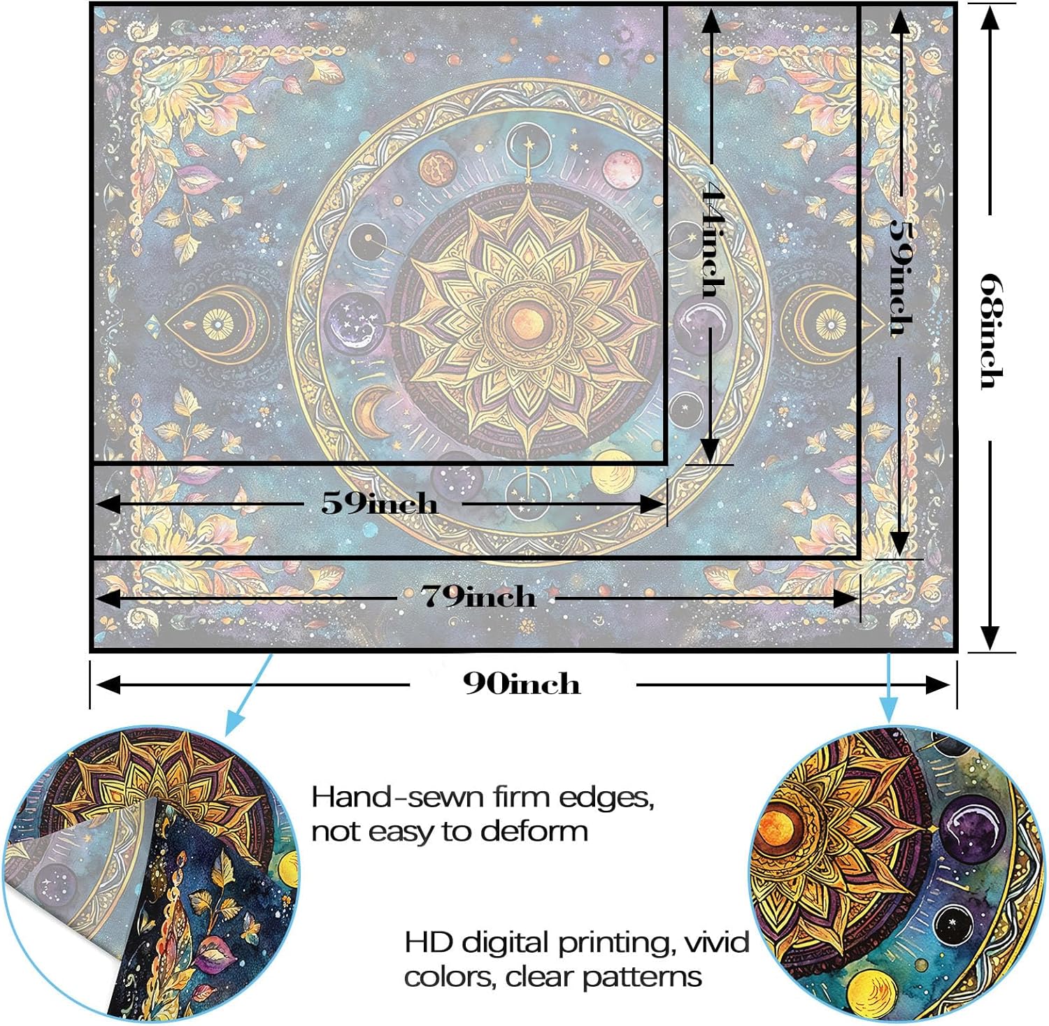 Lunerfex Mandala Solar System Tapestry Boho Tapestry for Bedroom Galaxy Tapestries Wall Hanging