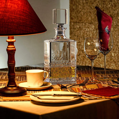 Glass Decanter with Airtight Geometric Stopper - Whiskey Decanter for Wine, Bourbon, Brandy