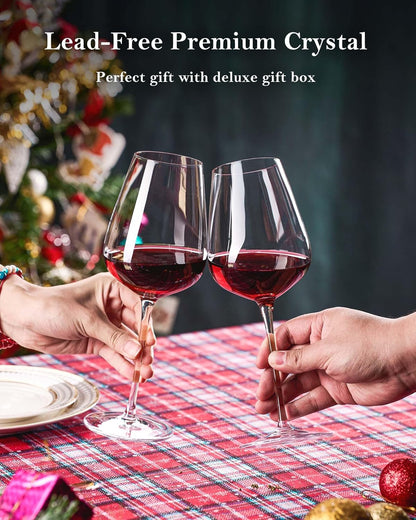 JBHO Hand Blown Bordeaux Wine Glasses - Set of 6-18 Ounce - Great Gift Packaging - Red Wine Glasses