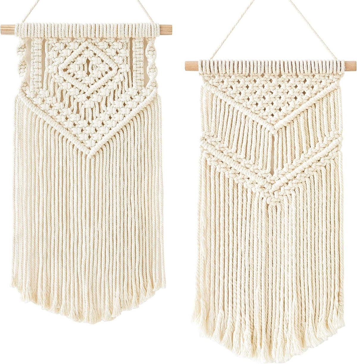 Dahey 2 Pcs Macrame Wall Hanging Small Woven Tapestry Wall Art Decor - Beautiful for Boho Home Dorm