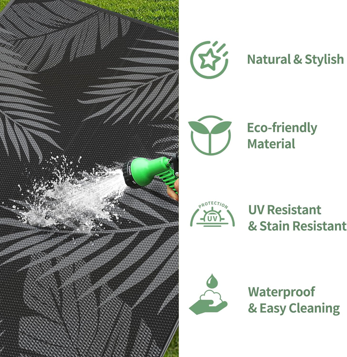 GENIMO Outdoor Rug 4' x 6' Waterproof for Patios Clearance, Reversible Outdoor Plastic Straw