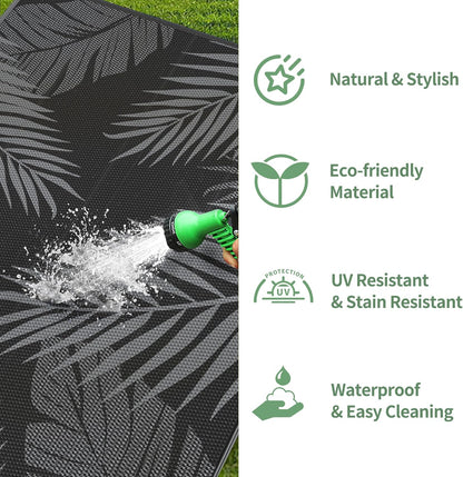 GENIMO Outdoor Rug 4' x 6' Waterproof for Patios Clearance, Reversible Outdoor Plastic Straw