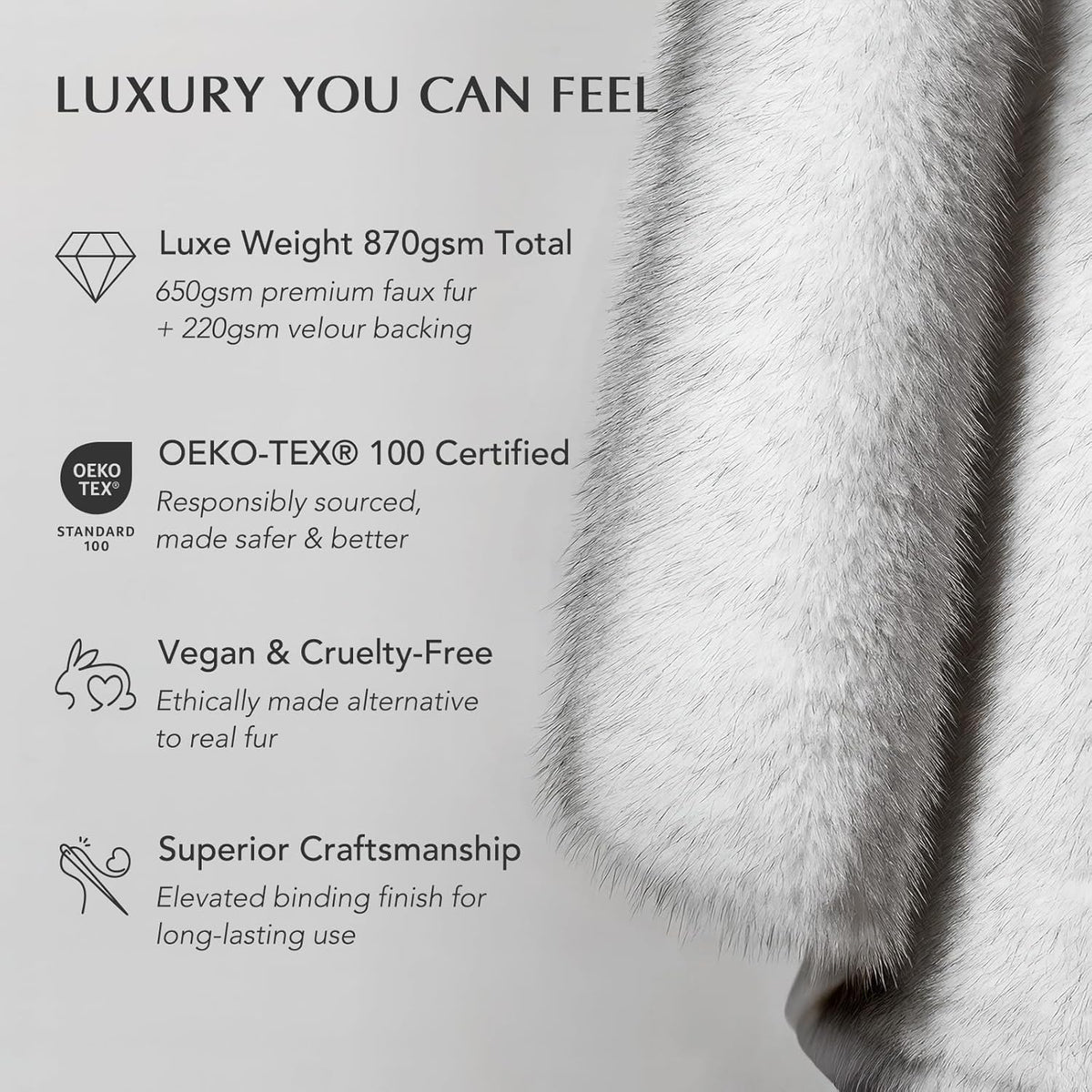 Luxury Faux Fur Throw Blanket, Soft Fluffy Faux Mink Blankets for Bed, Couch, Sofa, Thick Cozy