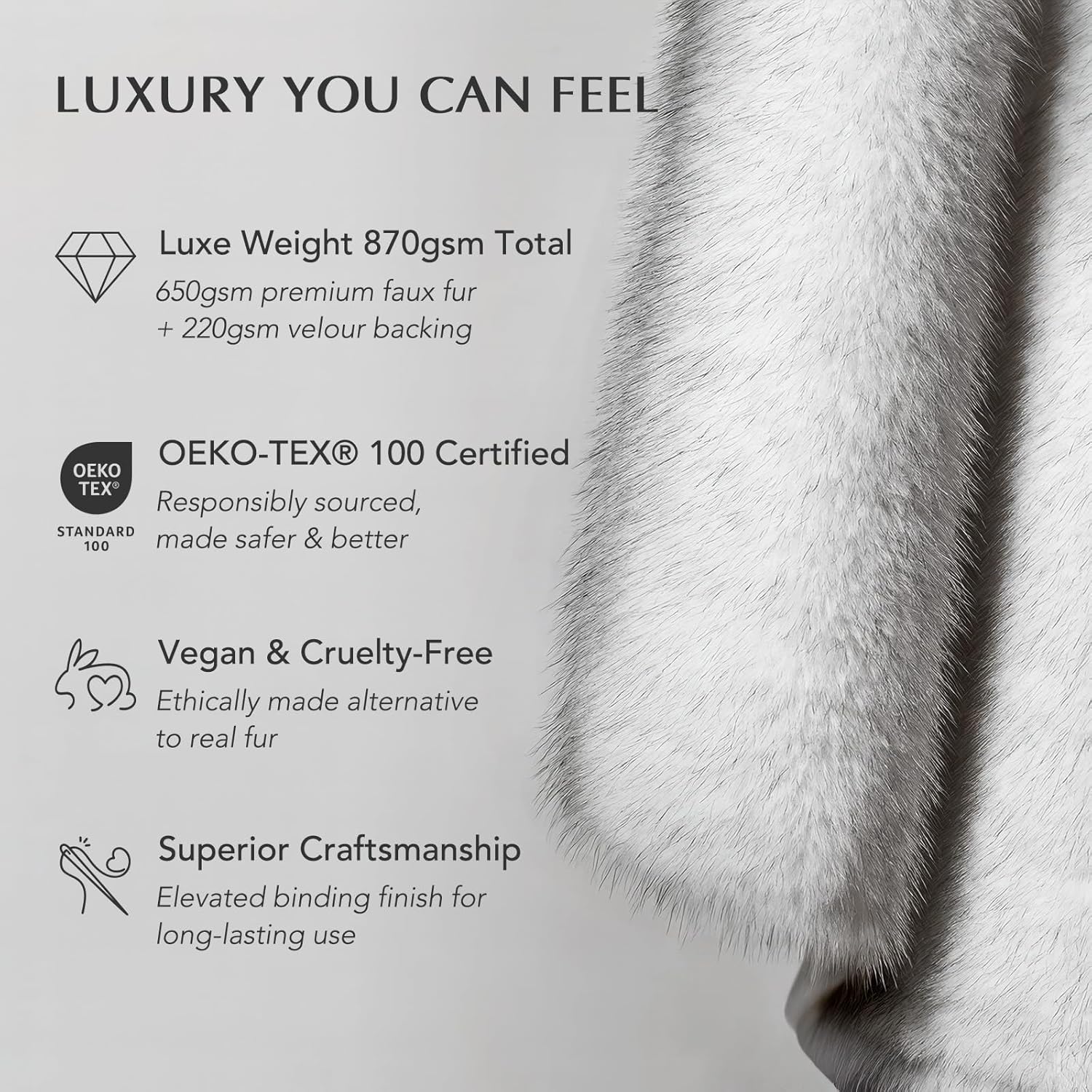 Luxury Faux Fur Throw Blanket, Soft Fluffy Faux Mink Blankets for Bed, Couch, Sofa, Thick Cozy