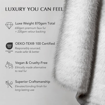 Luxury Faux Fur Throw Blanket, Soft Fluffy Faux Mink Blankets for Bed, Couch, Sofa, Thick Cozy