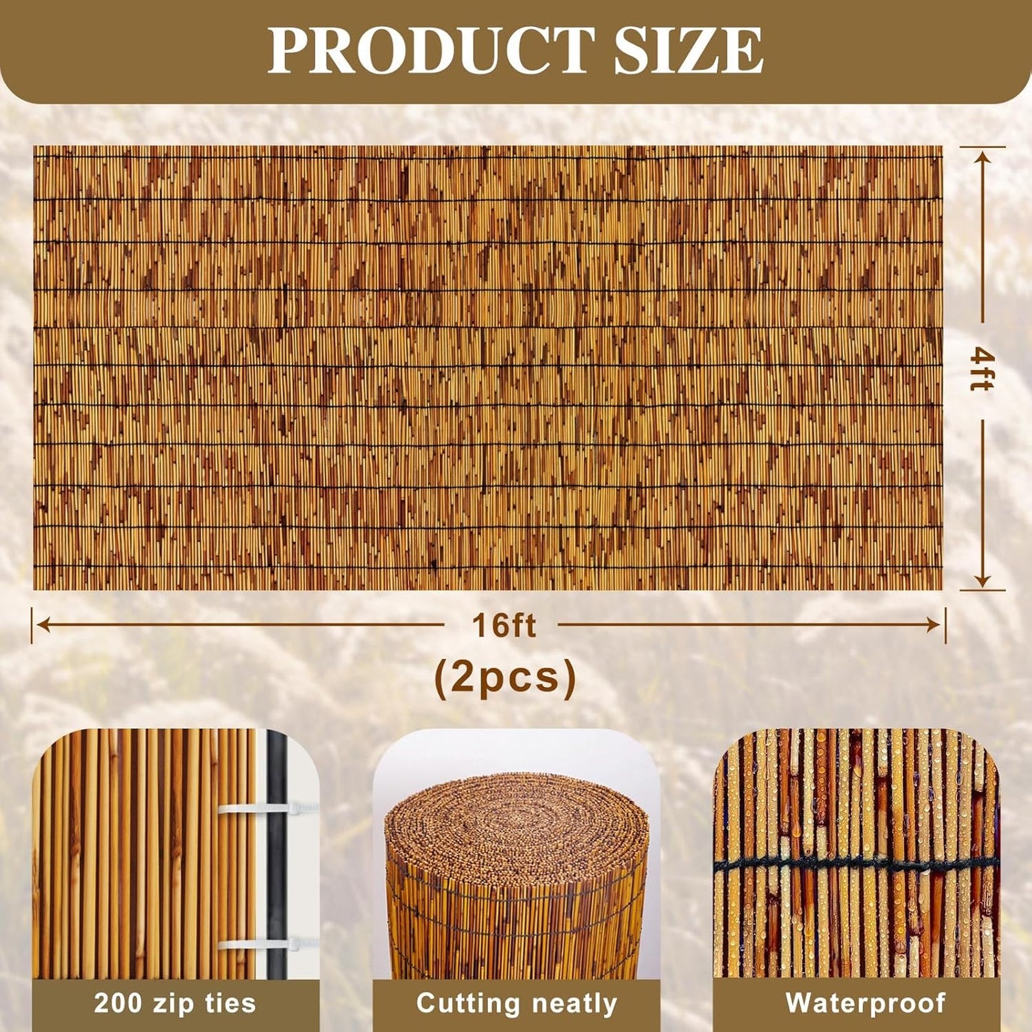 Reed Fencing Rolls,Patio Privacy Screen,Decorative Bamboo Fence Rolls for Patio Balcony Garden