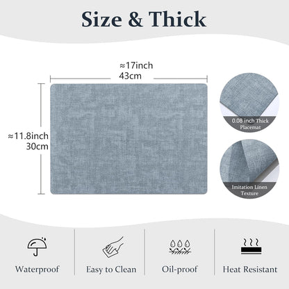 FROMHEART Faux Leather Placemats Set of 4–Waterproof,Heat/Oil Stain-Resistant PU Table