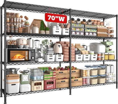 REIBII 70"W Metal Shelving, Storage Shelves 4-tier Wire Shelving Unit Load 1240LBS Metal Shelves