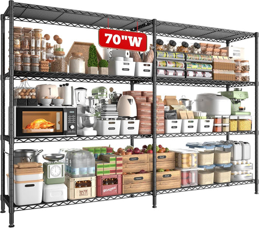 REIBII 70"W Metal Shelving, Storage Shelves 4-tier Wire Shelving Unit Load 1240LBS Metal Shelves