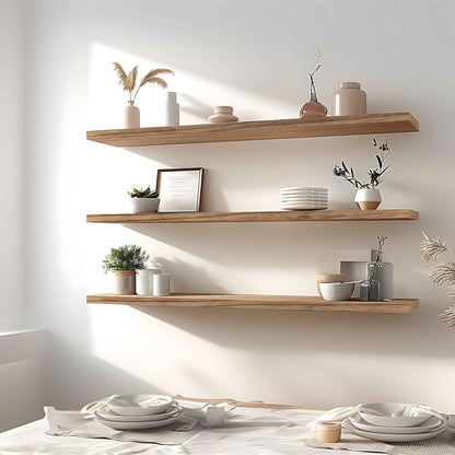 Wood Floating Shelves for Wall Decor, Rustic Wall Shelves for Bedroom Bathroom Kitchen Living Room