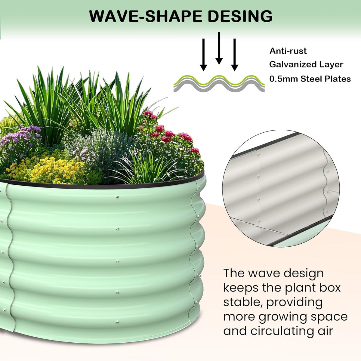 2 Pcs 6x3x1ft Oval Raised Garden Bed, Galvanized Raised Beds,Open-Ended Base Metal Raised Planter