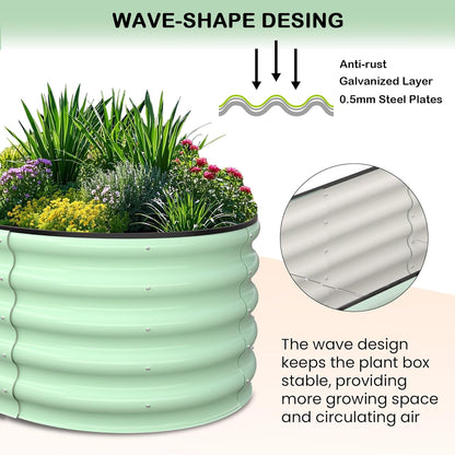 2 Pcs 6x3x1ft Oval Raised Garden Bed, Galvanized Raised Beds,Open-Ended Base Metal Raised Planter