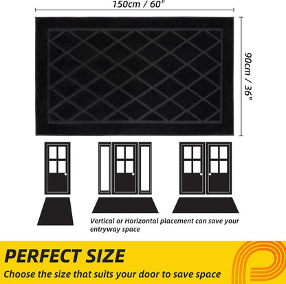 JSEI Dirt Trapper Door Mat 36"x60", Non-Slip Washable Entryway Mats, Dog Door Mat, Stain Resistant