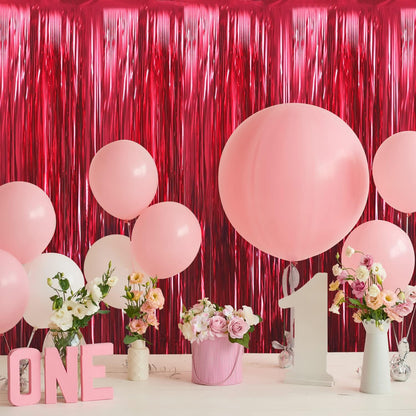 GOER 3.2 ft x 9.8 ft Metallic Tinsel Foil Fringe Curtains Party Photo Backdrop Party Streamers for
