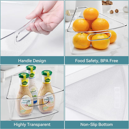Oubonun Lazy Susan Organizers Set of 6, 10.2”x 9.4”x 4” Plastic Transparent Kitchen Cabinet Storage