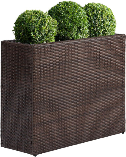 SUNNYPARK Tall Rectangular Planter with Removable Liner, All-Weather PE Rattan Large Modern
