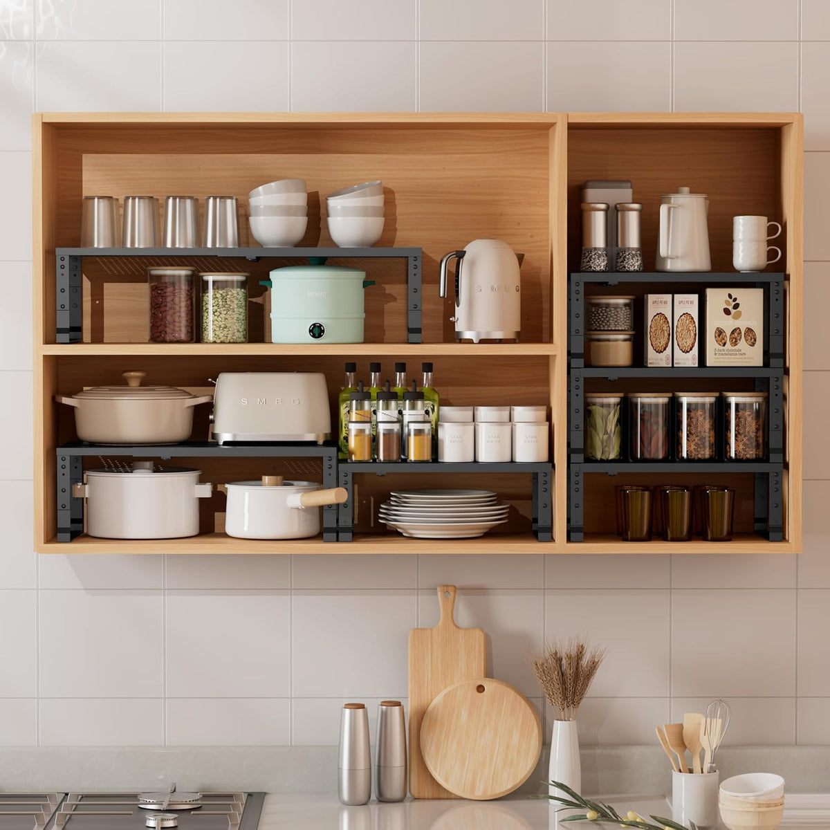 Metal Stackable Expandable Storage Shelf - Multi-Functional Home Storage Shelf, Suitable for