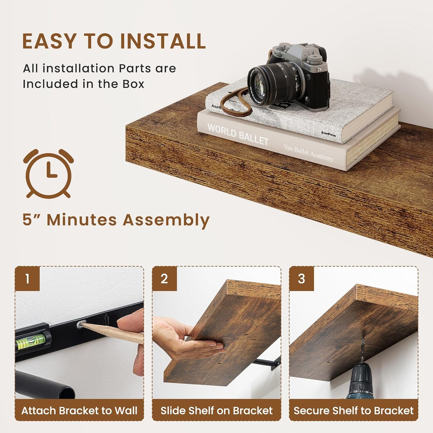 fuqing Floating Shelves for Wall, Bathroom Shelf Wall Mounted for Storage, Shelves with Invisible