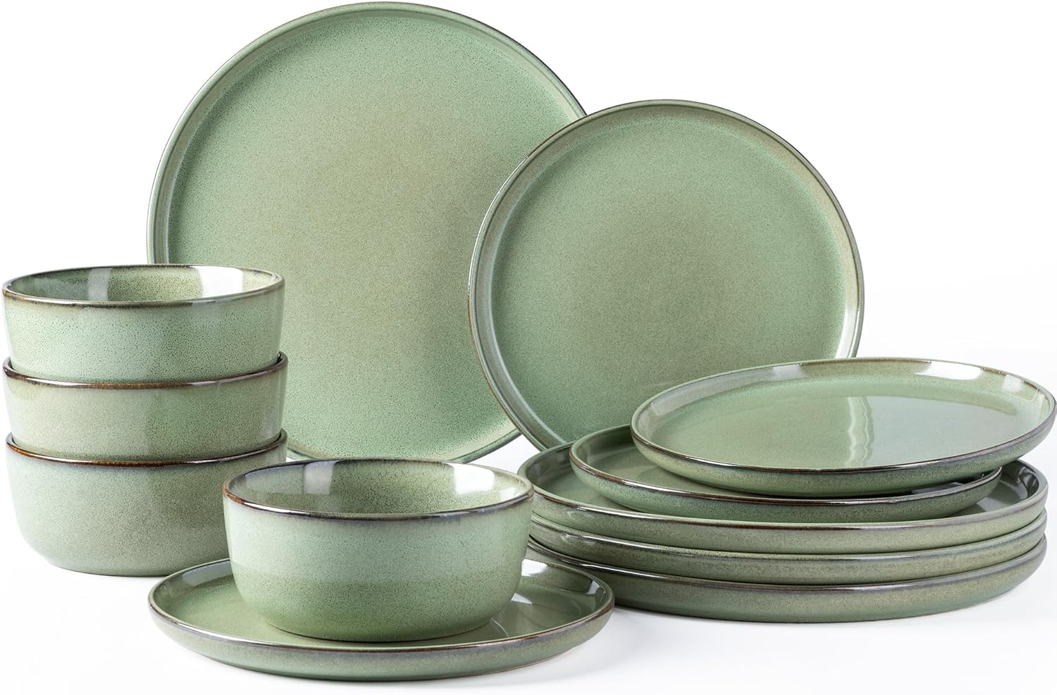 GBHOME Ceramic Dinnerware Sets for 4, 12 Pieces Stoneware Plates and Bowls Sets, Scratch Resistant