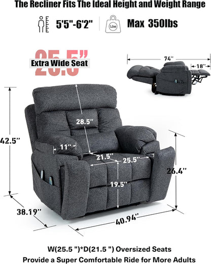 Power Lift Chair Recliners for Elderly with Heated and Massage, 4 Motor Headrest, Lumbar
