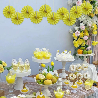 Yellow Party Decorations,Paper Decorations for Party,Lemon Decorations Party Paper Fans Bulk