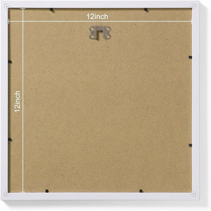 Vittanly 12x12 Picture Frames Set of 9, Shatter Resistant Plexiglass, Display 8x8 Pictures with Mat
