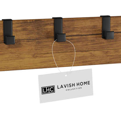 Lavish Home Entryway Bench with Coat Rack - Metal Hall Tree with Seat, Hooks, and Shoe Storage