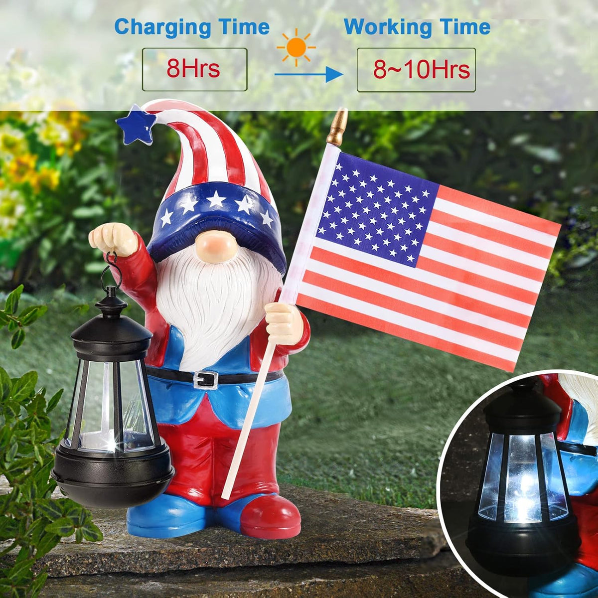 Nacome Solar Gnomes Statues for Garden Decor: Outdoor Sculptures for Clearance Lights for Outside