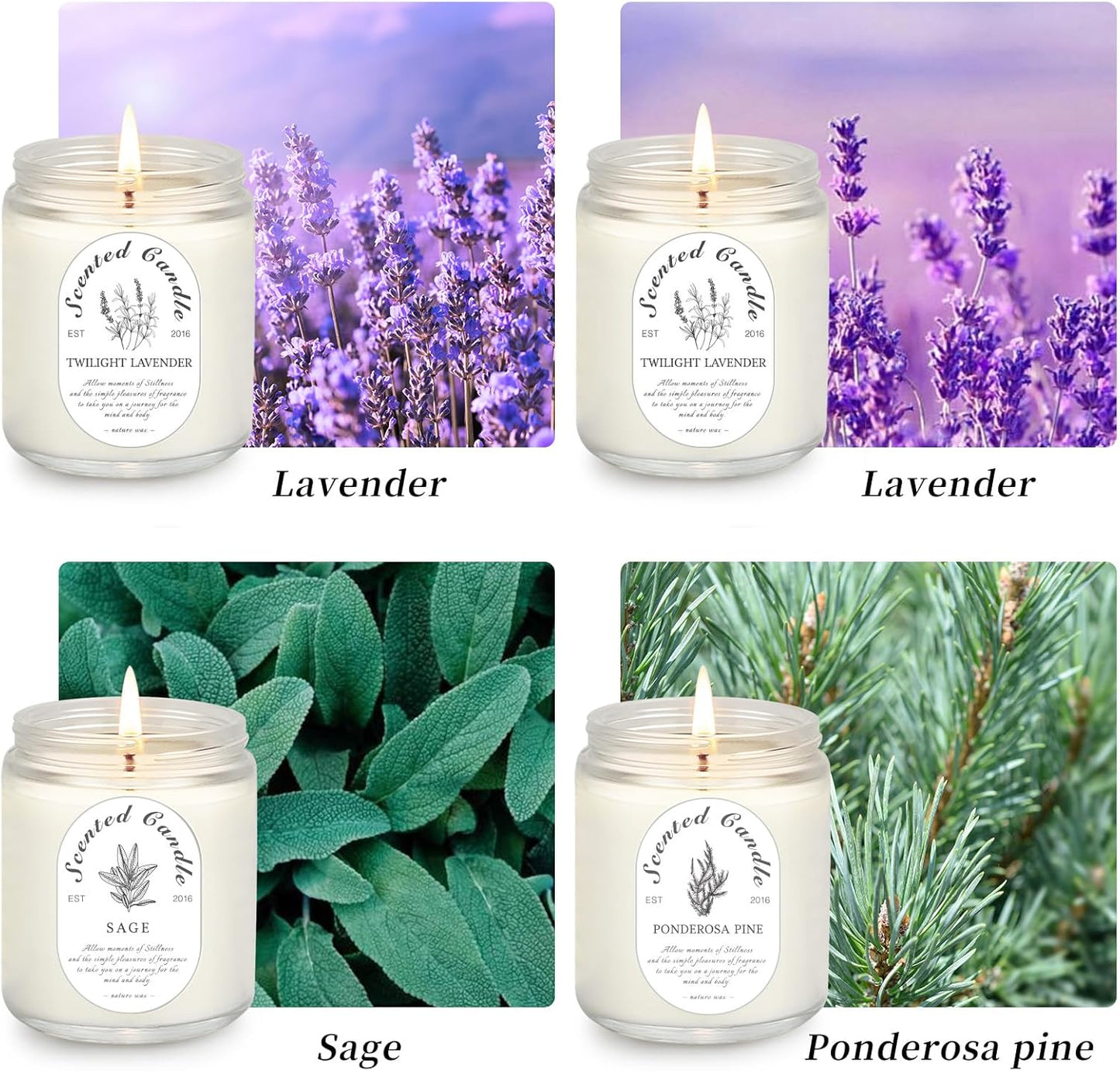 4 Pack Candles for Home Scented, Lavender Candles, 28 oz 200 Hour Long Lasting Aromatherapy Candle