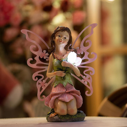 Fairy Decor, Solar Outdoor Statue, Accessories for Fairy Garden Gifts - Resin Figurine for Patio