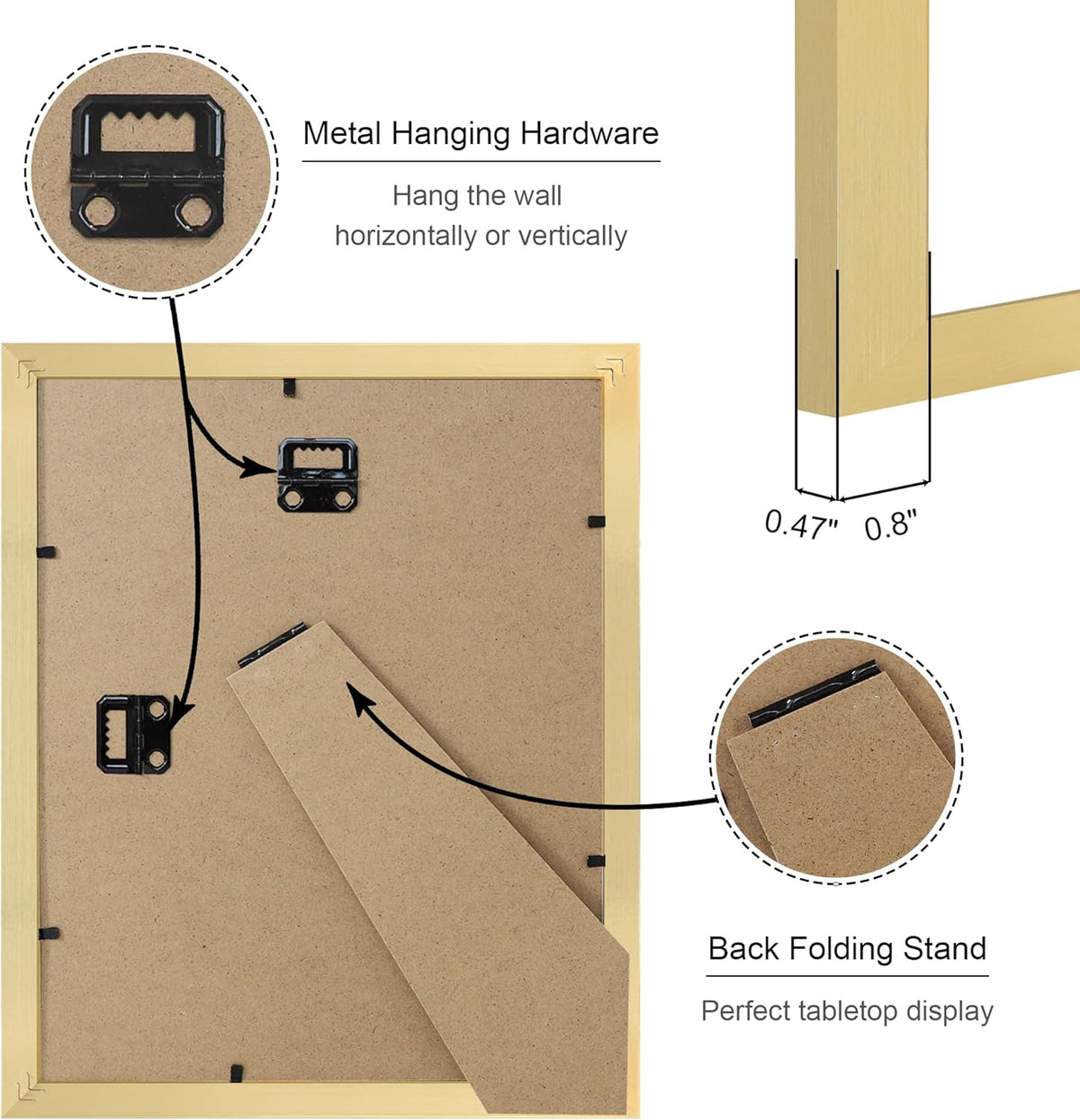 8x10 Picture Frame Set of 4, 8 x 10 Wood Photo Frames with Mat for 5x7, Wooden Frame with Real
