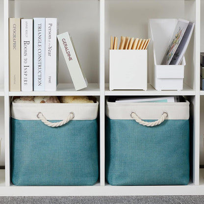 Bidtakay Foldable Storage Bins Set of 2 Tall Cloth Baskets 16" X 11.8" X 11.8" Decorative