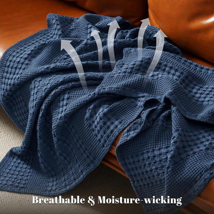 PHF 100% Cotton Waffle Weave Throw Blanket, Soft Lightweight Breathable Cozy Summer Throws for