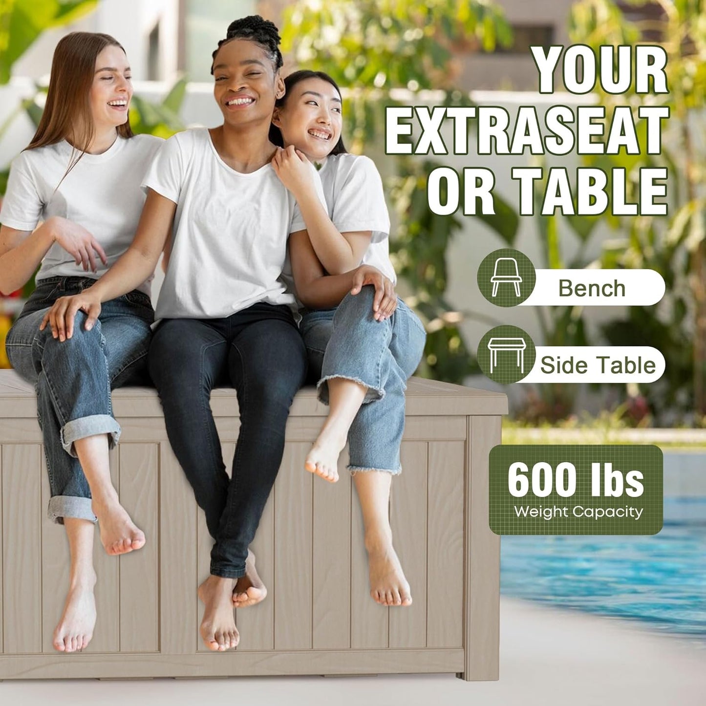 120 Gallon Outdoor Deck Box,Storage Lockable Waterproof Patio Furniture,Garden Tools,Cushions,Pool