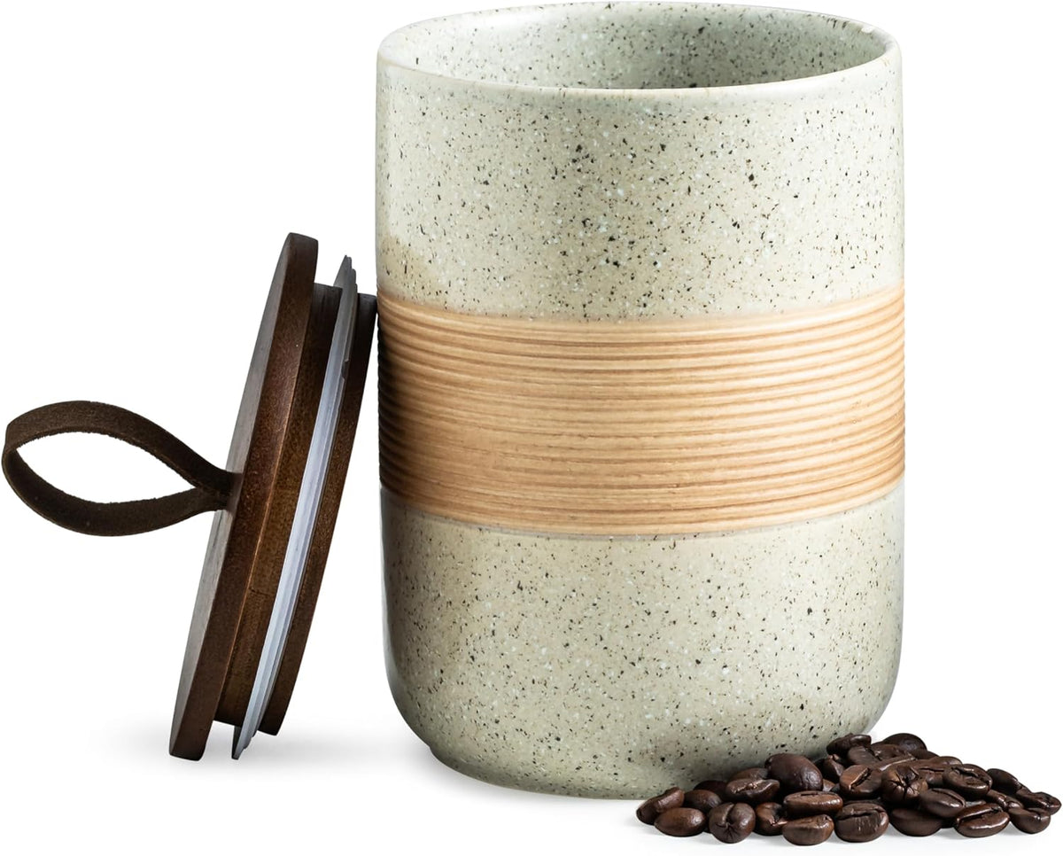 Coffee Storage Container Jar with Lid, Ceramic Kitchen Food Storage Jars with Airtight Lids for