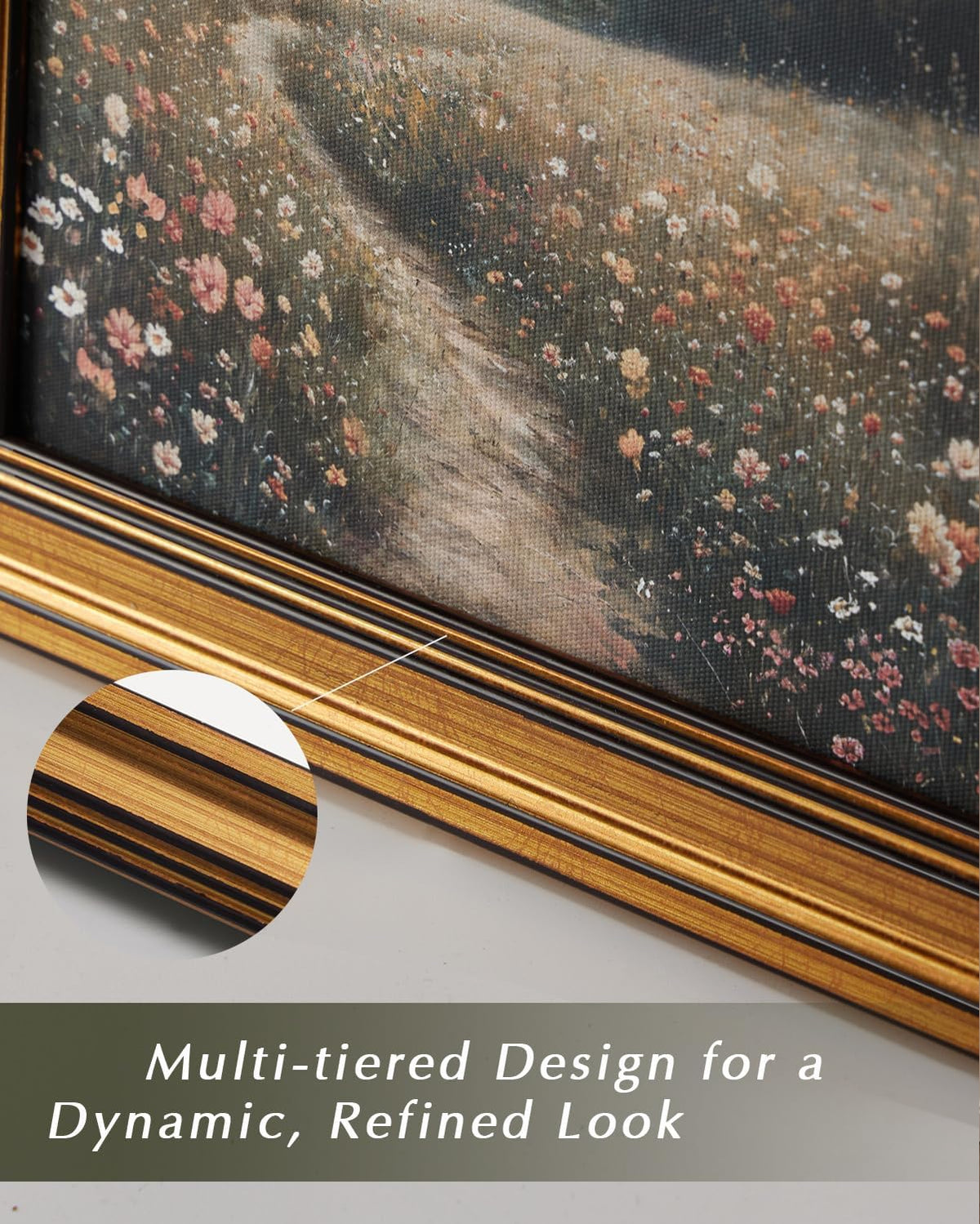 HUARCEY Gold Framed Vintage Wall Art for Living Room Country Orange Trees Earthy Room Decor