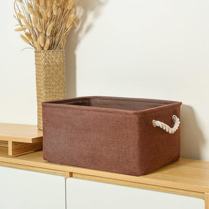 TheWarmHome Decorative Basket Rectangular Fabric Storage Bin Organizer Basket with Handles for