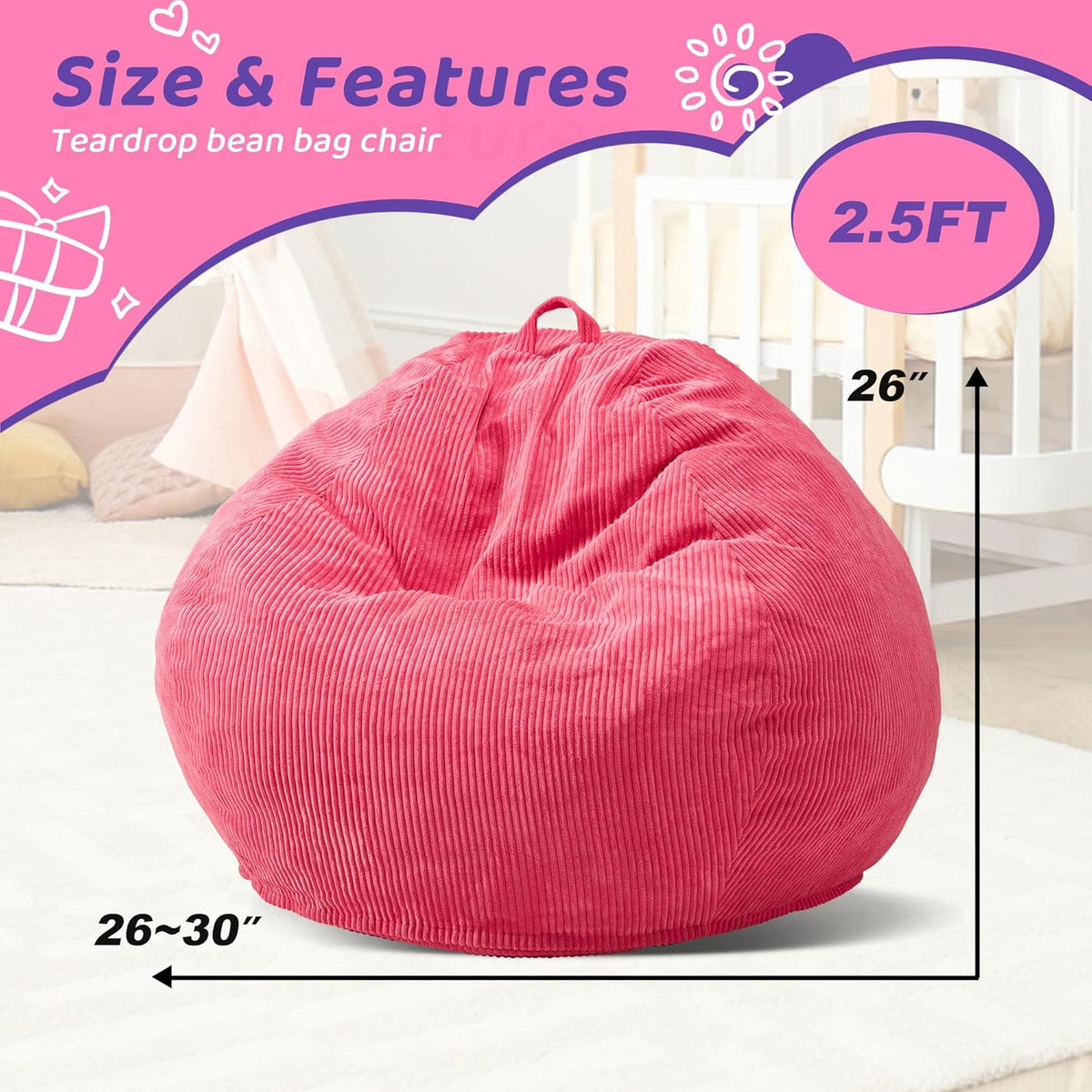 Bean Bag Chairs Teardrop Bean Bag Chair Beanbag Chair with Memory Foam Filled Machine Washable