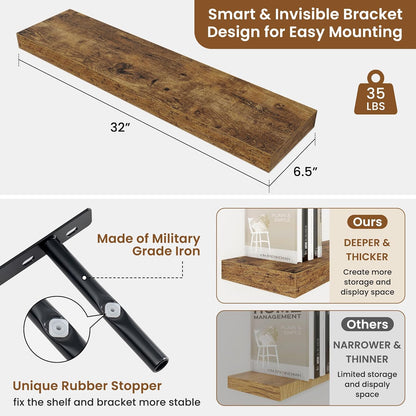 fuqing Floating Shelves for Wall, Bathroom Shelf Wall Mounted for Storage, Shelves with Invisible