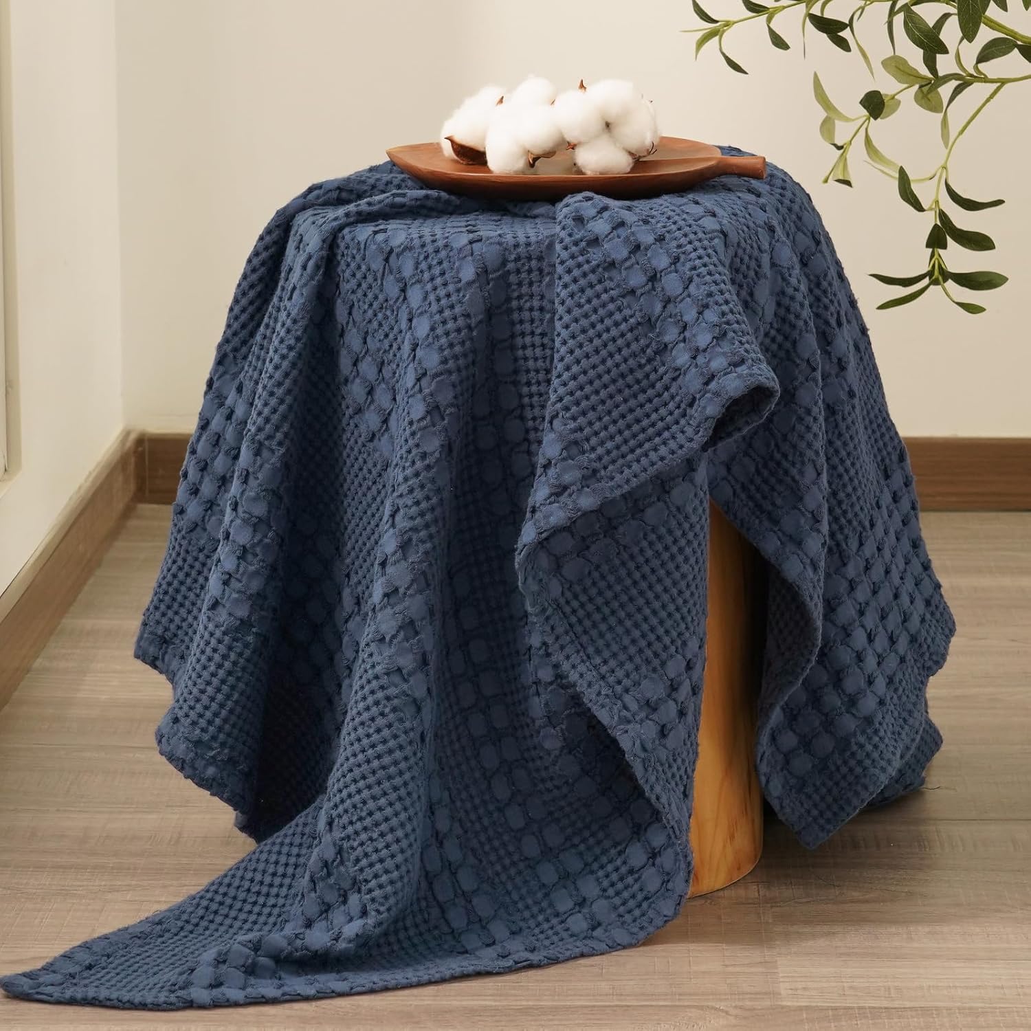PHF 100% Cotton Waffle Weave Throw Blanket, Soft Lightweight Breathable Cozy Summer Throws for