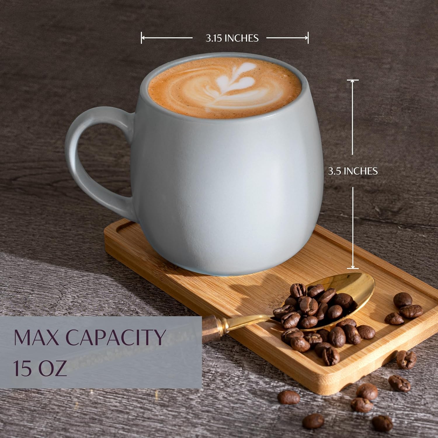 Ceramic Coffee Mugs Set of 6, 14oz - Modern Scandinavian Aesthetic - Microwavable Stoneware Coffee