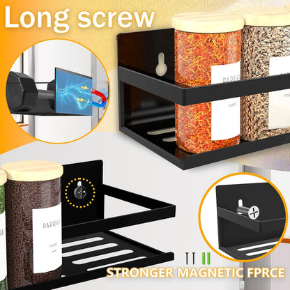 Magnetic Spice Rack Organizer for Fridge Seasoning Organizer for Kitchen Storage With Screw
