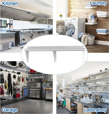 HARDURA Stainless Steel Shelf 18" x 72", 480lb Commercial Shelves Wall Mount Metal Shelving with