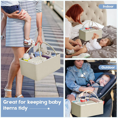 2In1 Baby Diaper Caddy Organizers and Storage, 3 Tier Rolling Cart with Dividers and Drawers