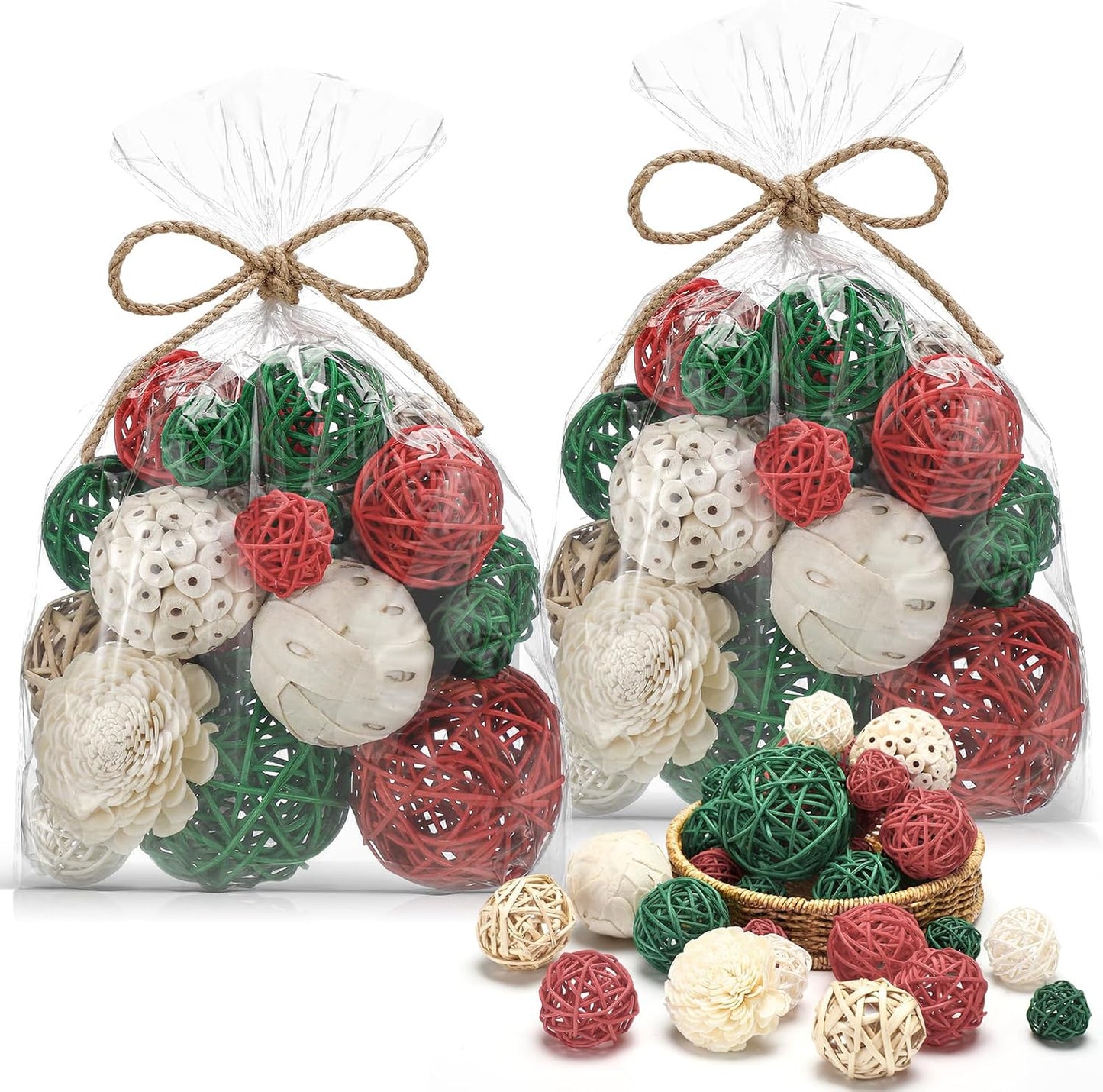 Riceshoot 2 Pack Decorative Balls Potpourri Bowl Filler Decor Natural Vase Bowl Filler Assorted