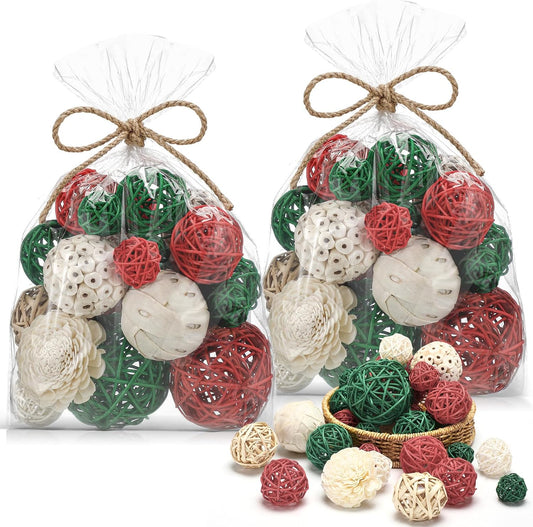 Riceshoot 2 Pack Decorative Balls Potpourri Bowl Filler Decor Natural Vase Bowl Filler Assorted